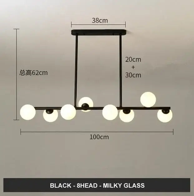 DecorBites™ Glass Balls Chandelier: Stylish Suspension Lighting for Dining Room, Kitchen, and Office