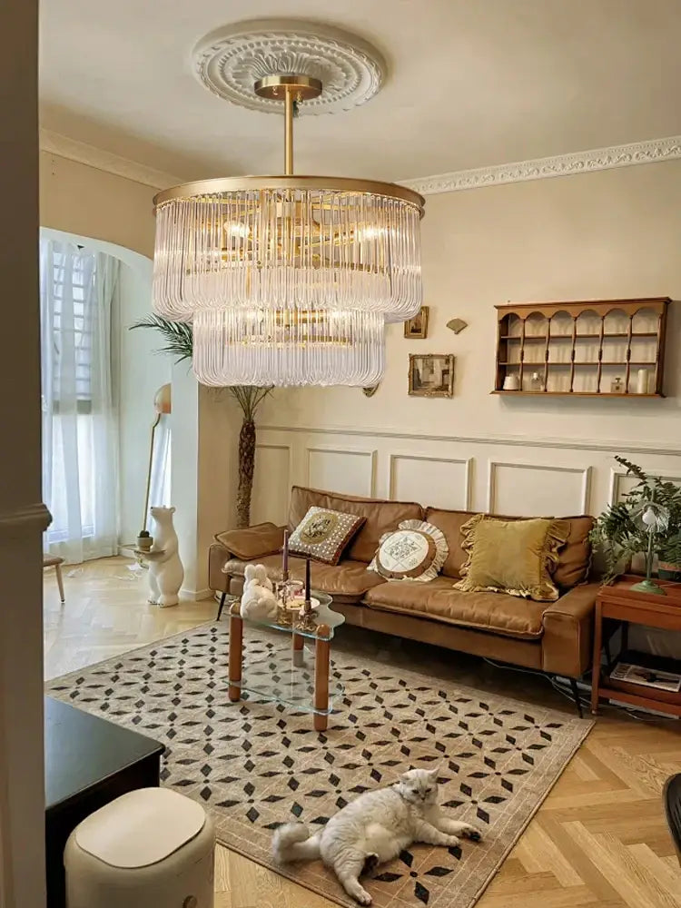DecorBites™ Glass Bar Chandelier Minimalist Designer Hanglamp for Living Room Luxe Lighting