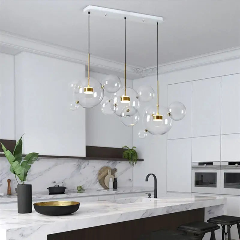 DecorBites™ Glass Bubble Ball LED Chandelier Mickey Light for Modern Indoor Spaces