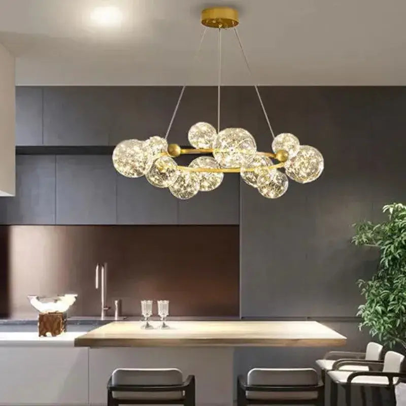 DecorBites™ Glass Bubble LED Chandelier: Nordic Art Star Bright Indoor Lighting for Romantic Atmosphere