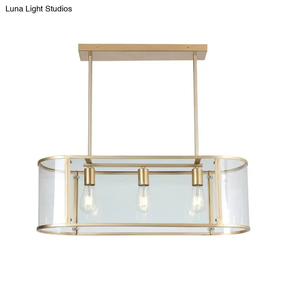 Modern gold glass ceiling light dining room 3 head pendant