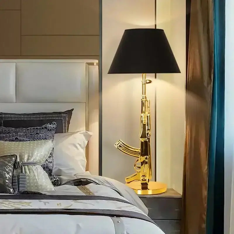 DecorBites™ Gun Floor Lamp Electroplated Metal Table Desk Light
