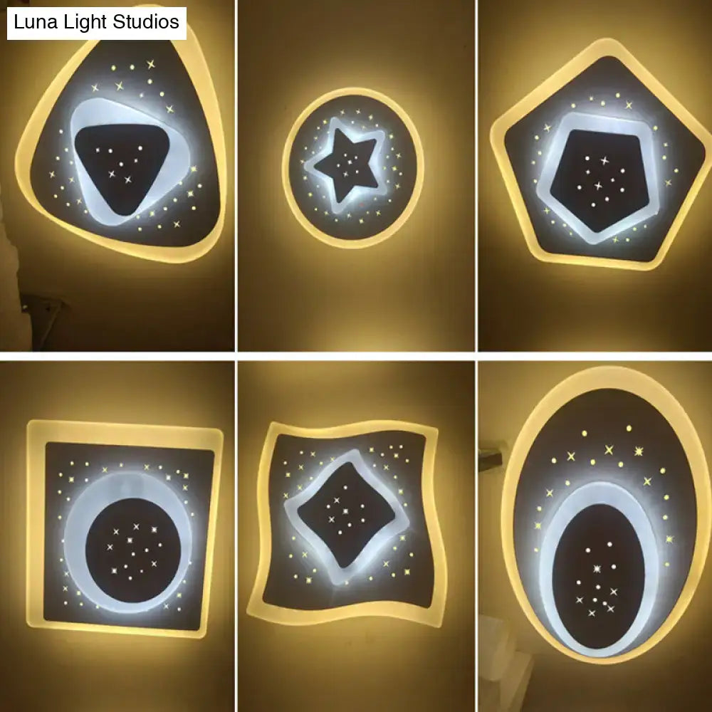 DecorBites™ Modern LED Starry Flush Mount Wall Light in White: Triangle, Rhombus & Star Design for the Bedroom