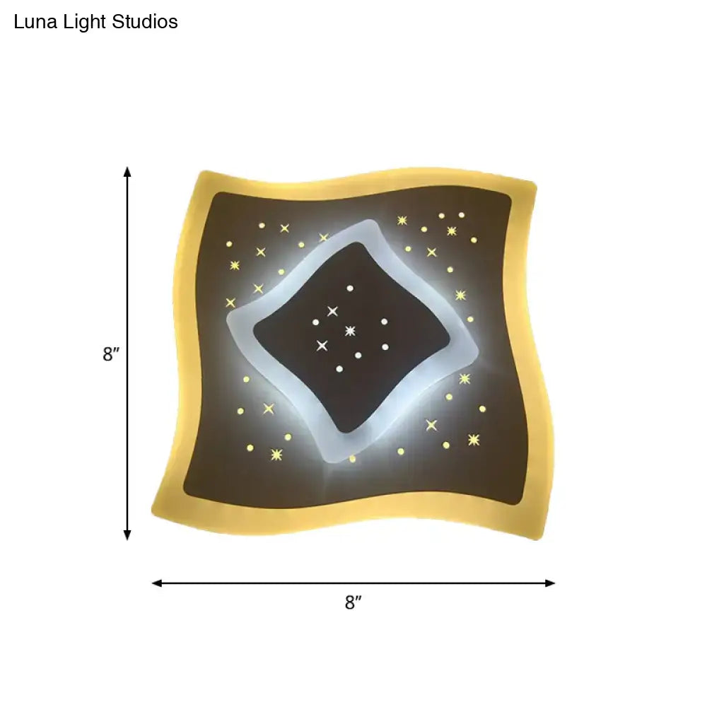DecorBites™ Modern LED Starry Flush Mount Wall Light in White: Triangle, Rhombus & Star Design for the Bedroom