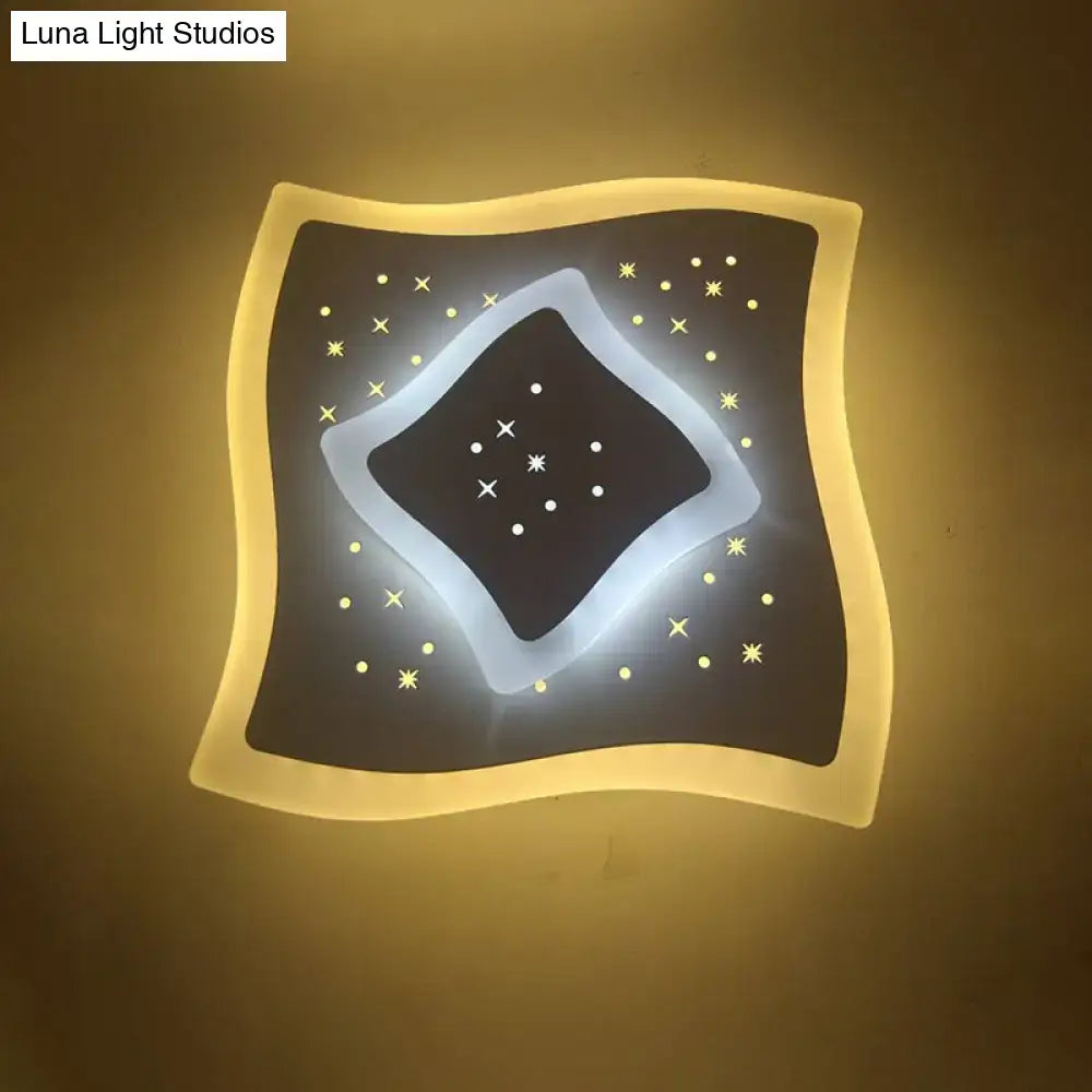 DecorBites™ Modern LED Starry Flush Mount Wall Light in White: Triangle, Rhombus & Star Design for the Bedroom