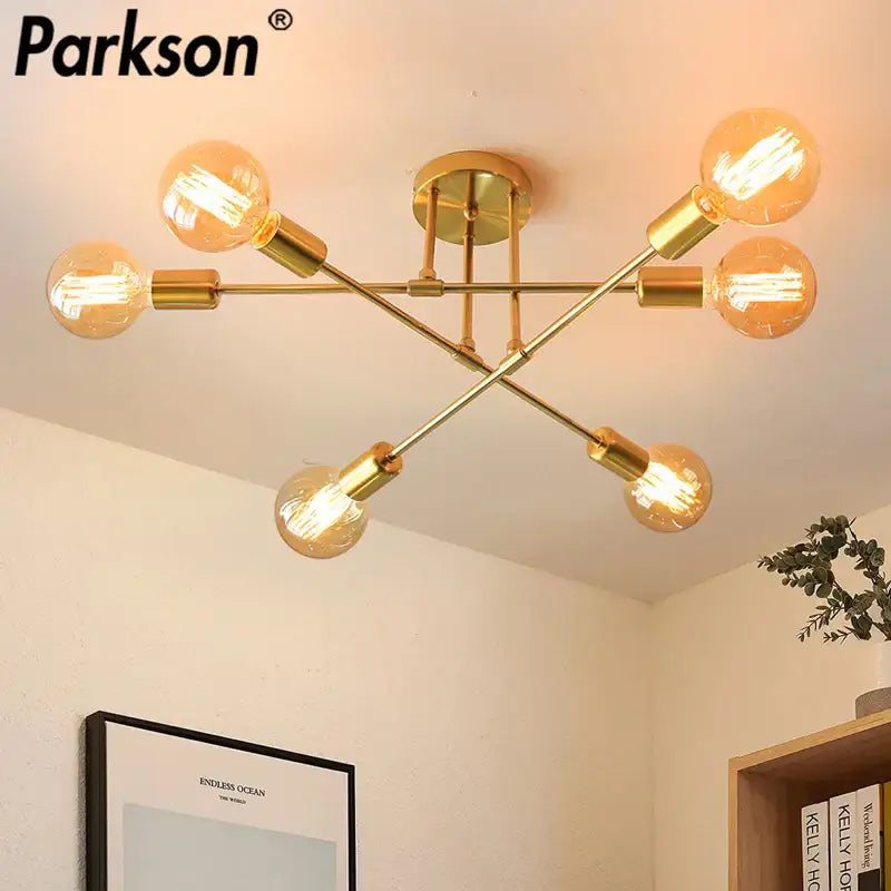 Modern gold industrial led ceiling lights for living room