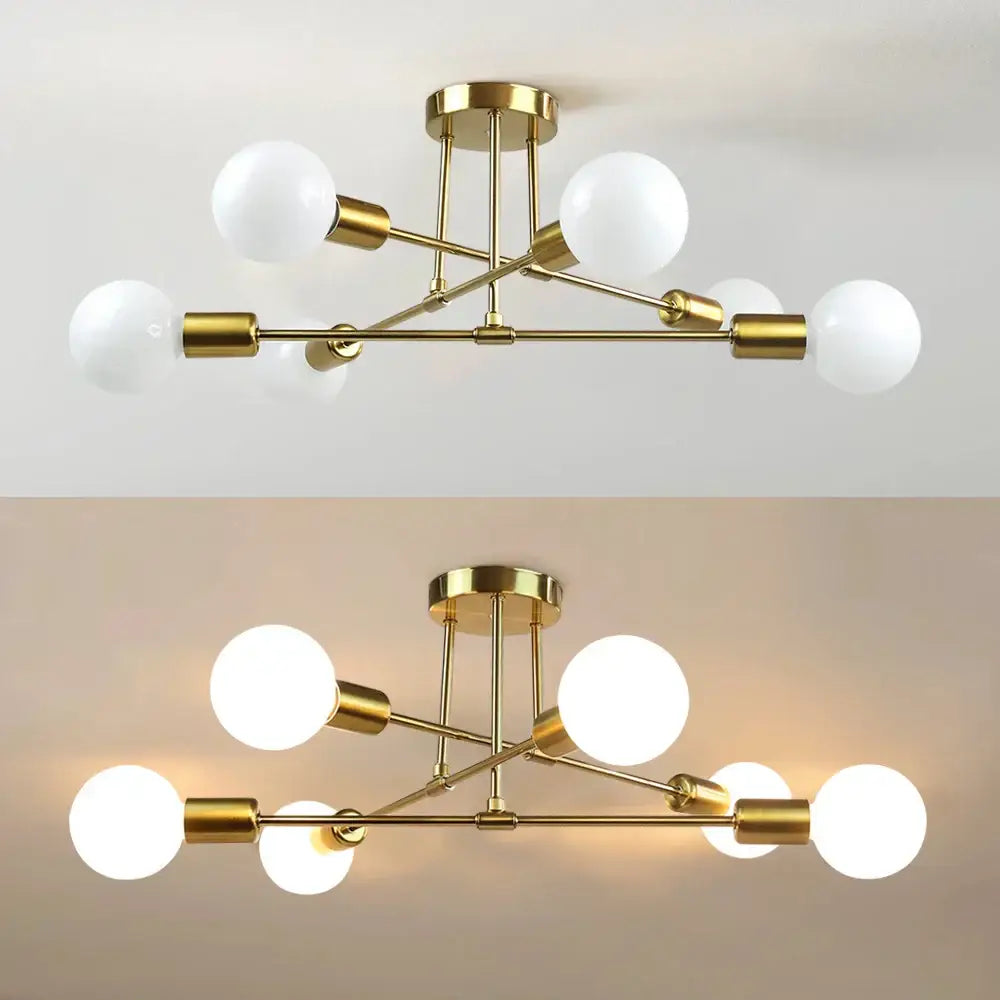 Modern gold industrial led ceiling lights for living room