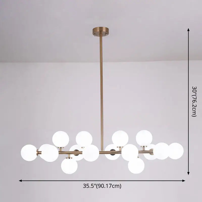 DecorBites™ Modern Gold Island Pendant Lighting with 16 Lights - Spherical Glass Ceiling Light for Living Room