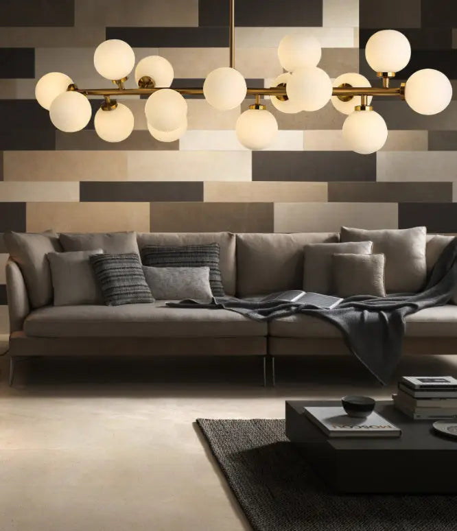 DecorBites™ Modern Gold Island Pendant Lighting with 16 Lights - Spherical Glass Ceiling Light for Living Room