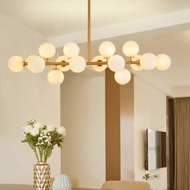 DecorBites™ Modern Gold Island Pendant Lighting with 16 Lights - Spherical Glass Ceiling Light for Living Room