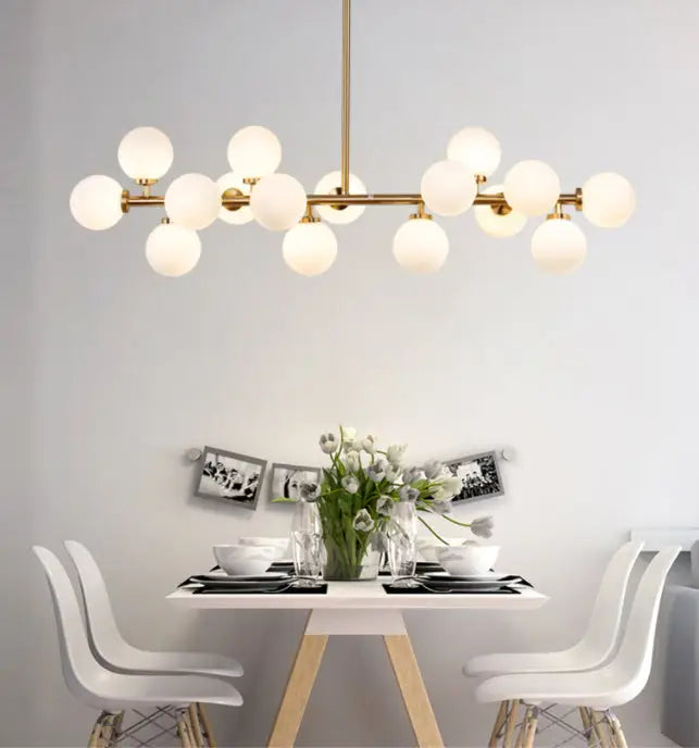 DecorBites™ Modern Gold Island Pendant Lighting with 16 Lights - Spherical Glass Ceiling Light for Living Room