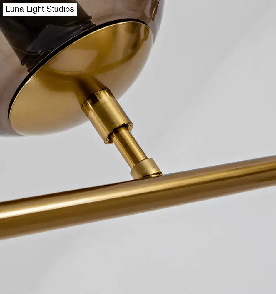 DecorBites™ Modern Gold Island Pendant Light with 6 Lights - Spherical Glass Ceiling Fixture for Dining Table
