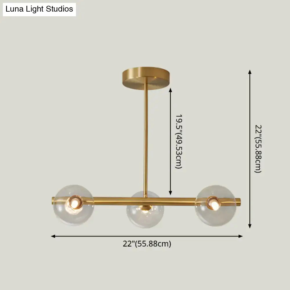Modern gold island pendant lighting dining room glass globe shades