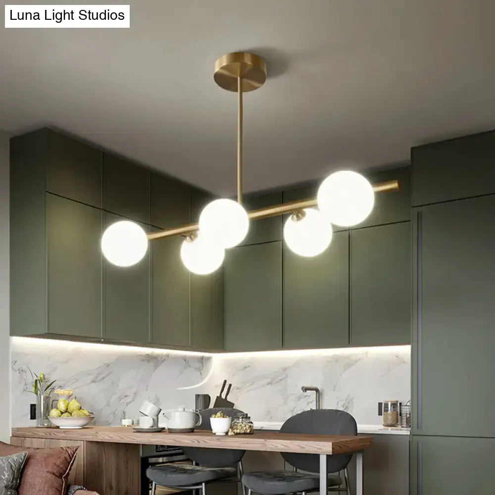 Modern gold island pendant lighting dining room glass globe shades