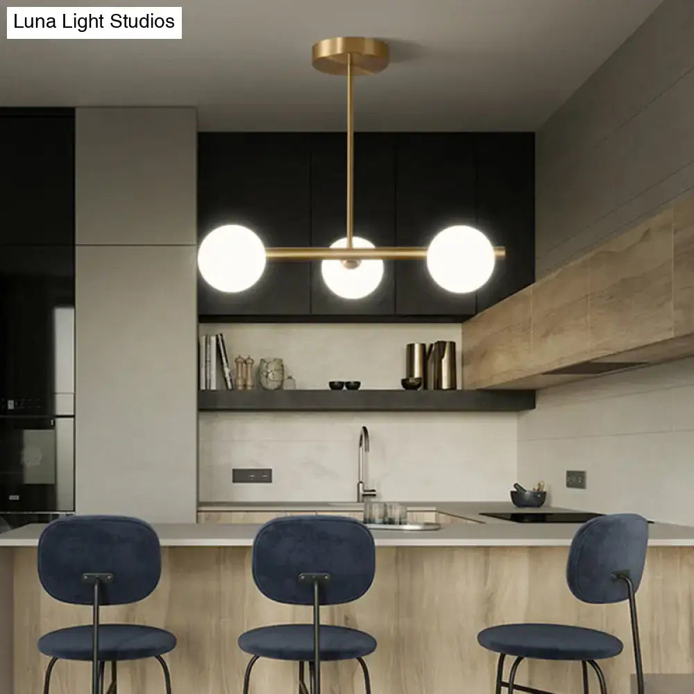 Modern gold island pendant lighting dining room glass globe shades