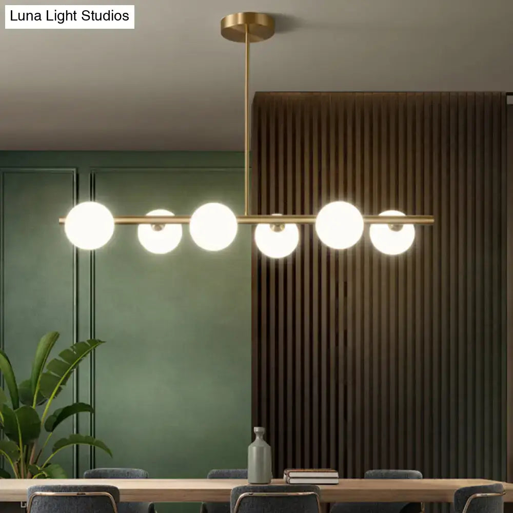 Modern gold island pendant lighting dining room glass globe shades