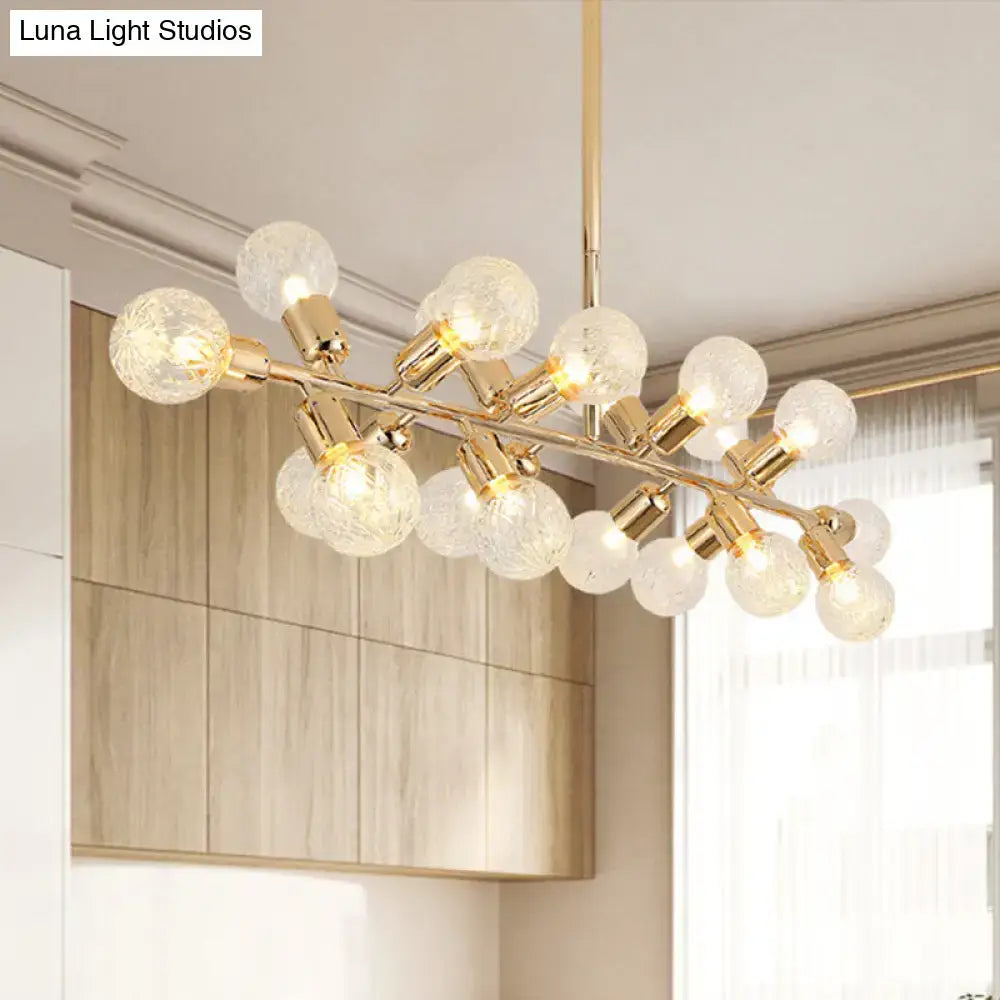 DecorBites™ Modern Gold Lattice Glass Island Pendant Ceiling Light - 18 Head Kitchen Fixture