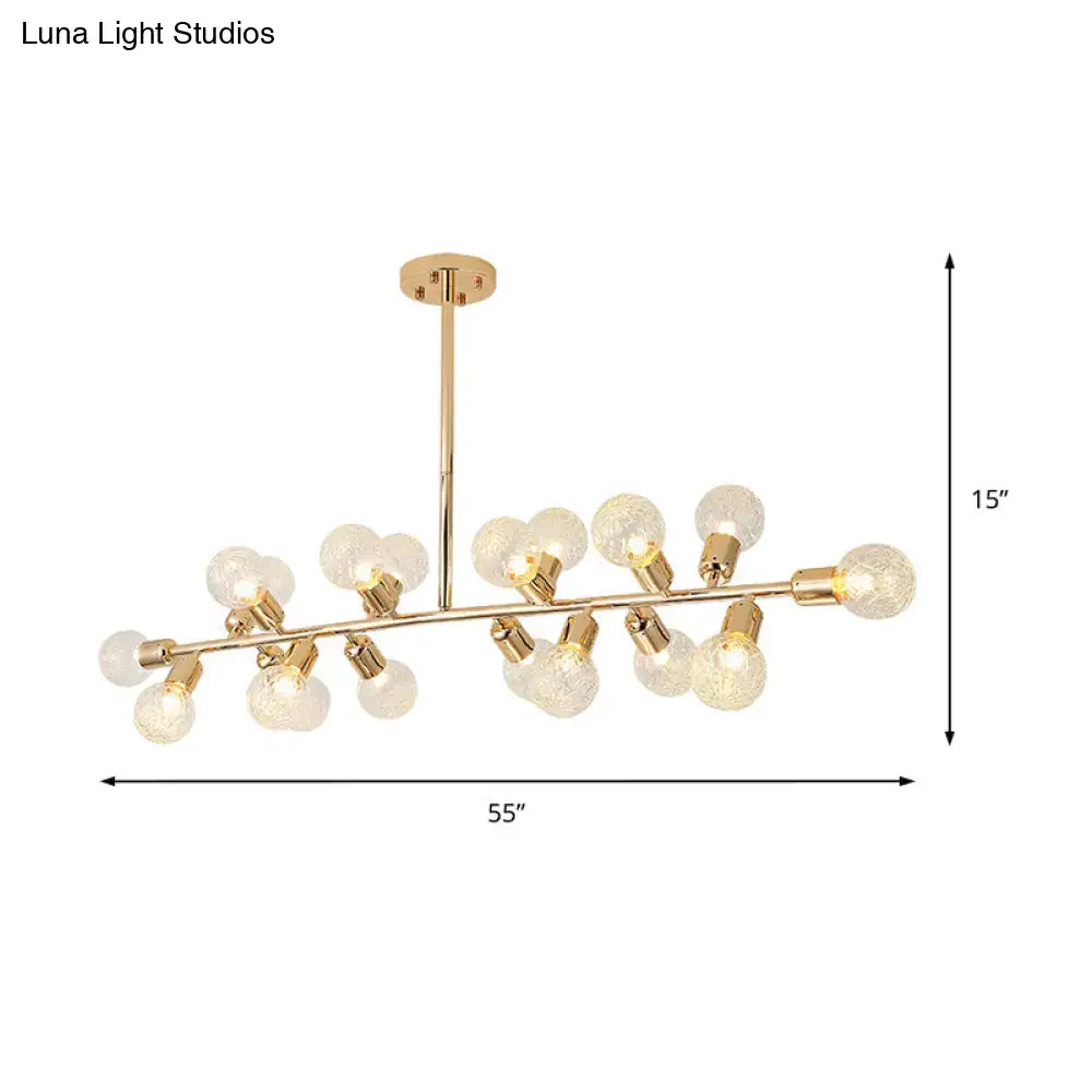 DecorBites™ Modern Gold Lattice Glass Island Pendant Ceiling Light - 18 Head Kitchen Fixture