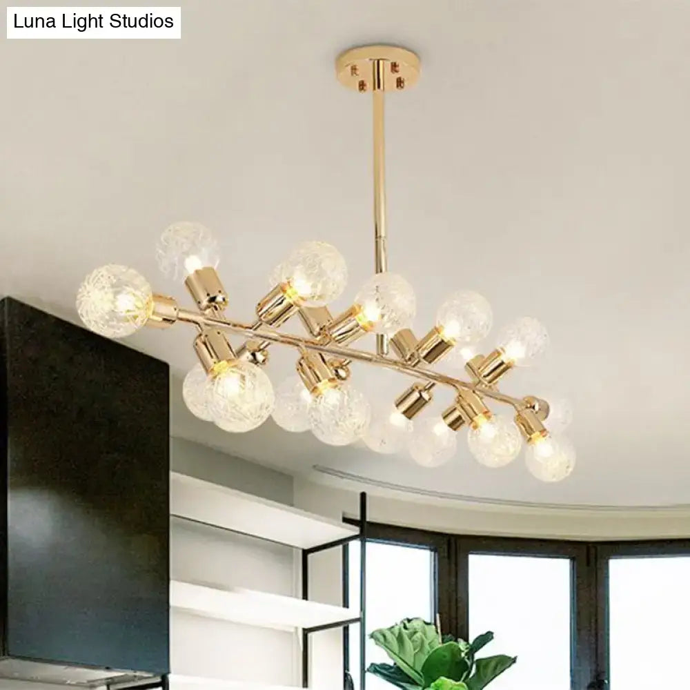 DecorBites™ Modern Gold Lattice Glass Island Pendant Ceiling Light - 18 Head Kitchen Fixture
