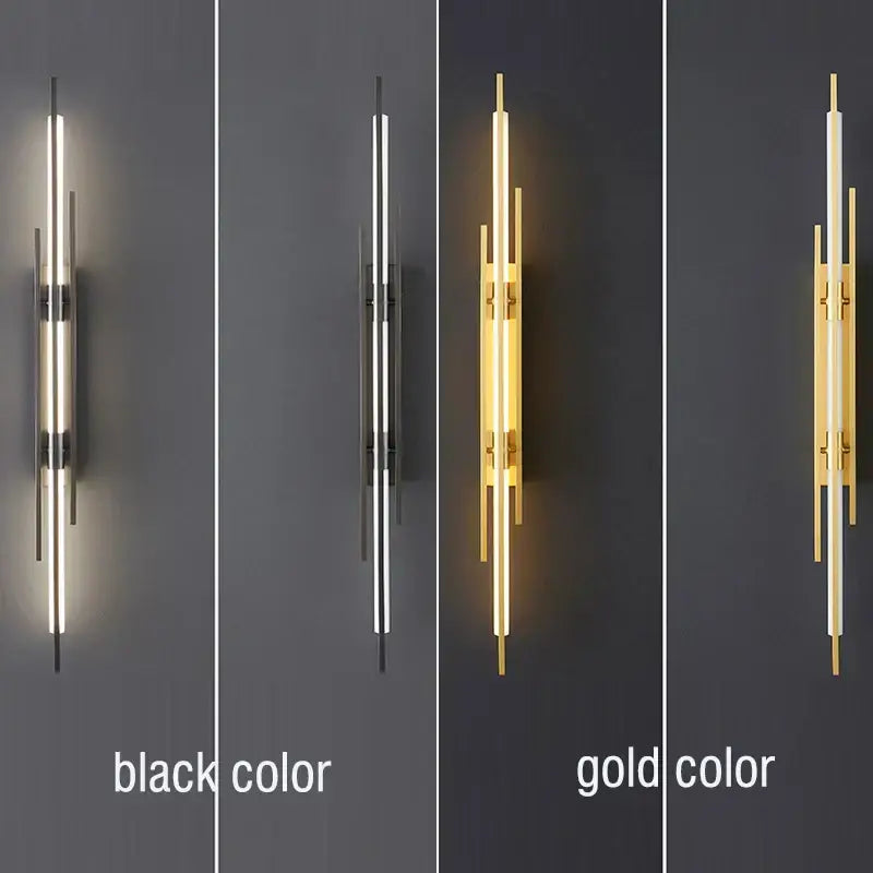 Modern gold led long liner wall sconce living room light