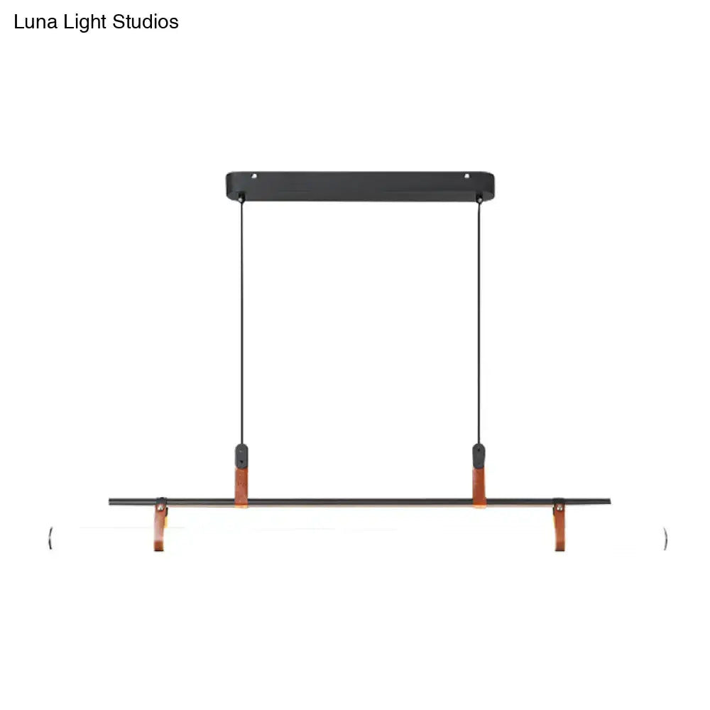 Modern gold led pendant light with leather for dining room
