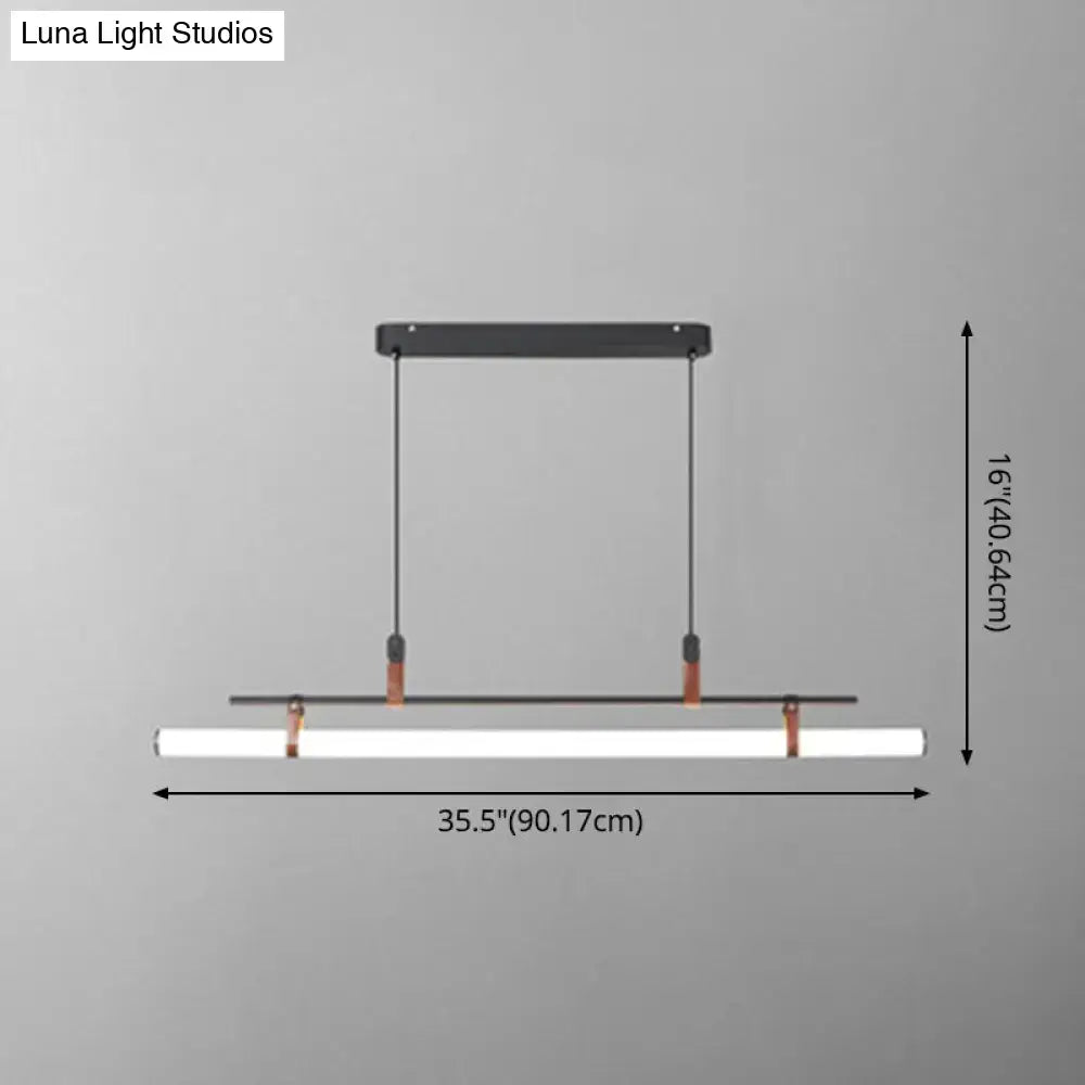 Modern gold led pendant light with leather for dining room