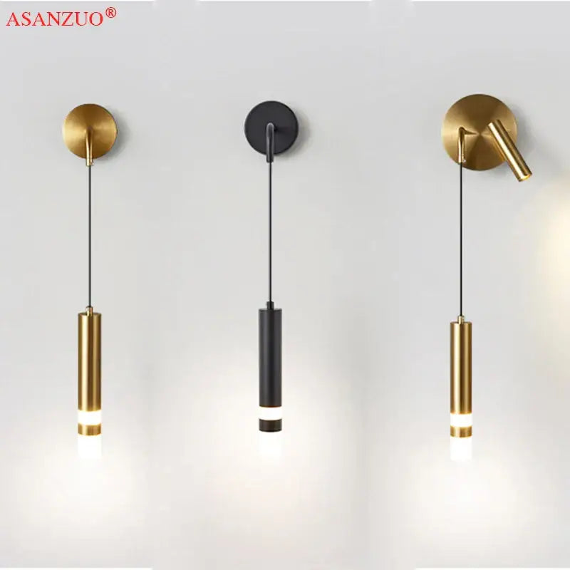 Modern gold led wall lamps bedroom pendant sconce