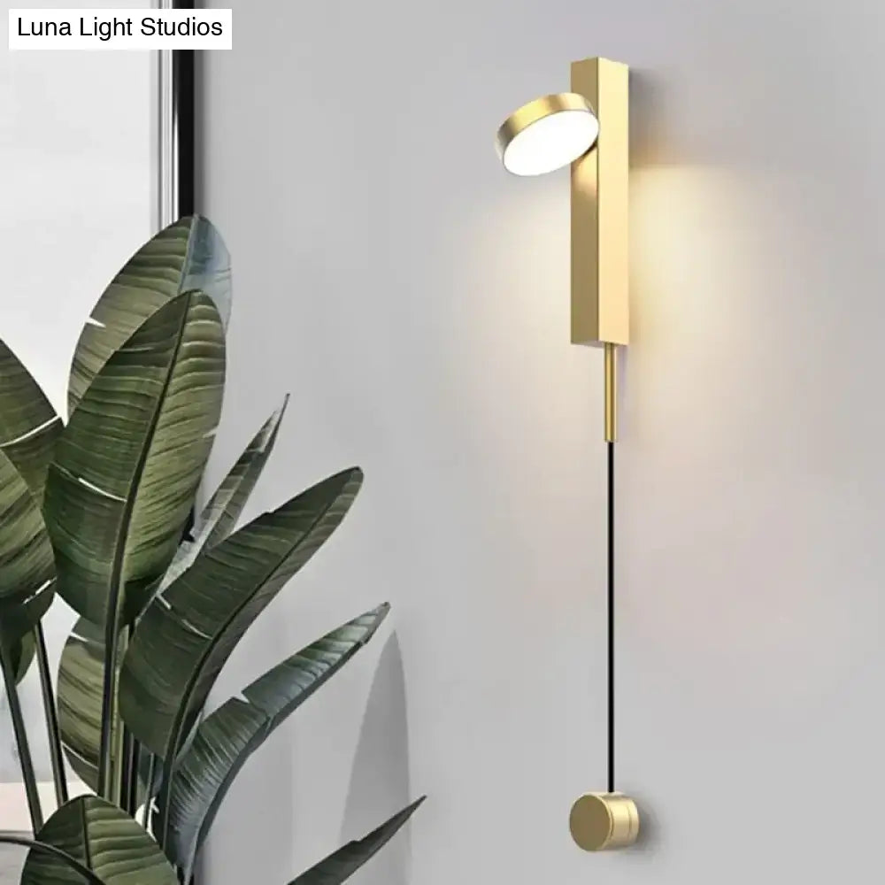 Modern gold led wall lamps for bedroom with rotating sconce light