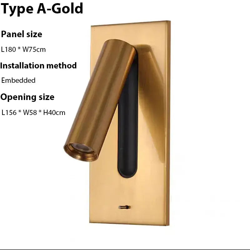 Modern gold led wall sconce with usb charging – bedroom reading light