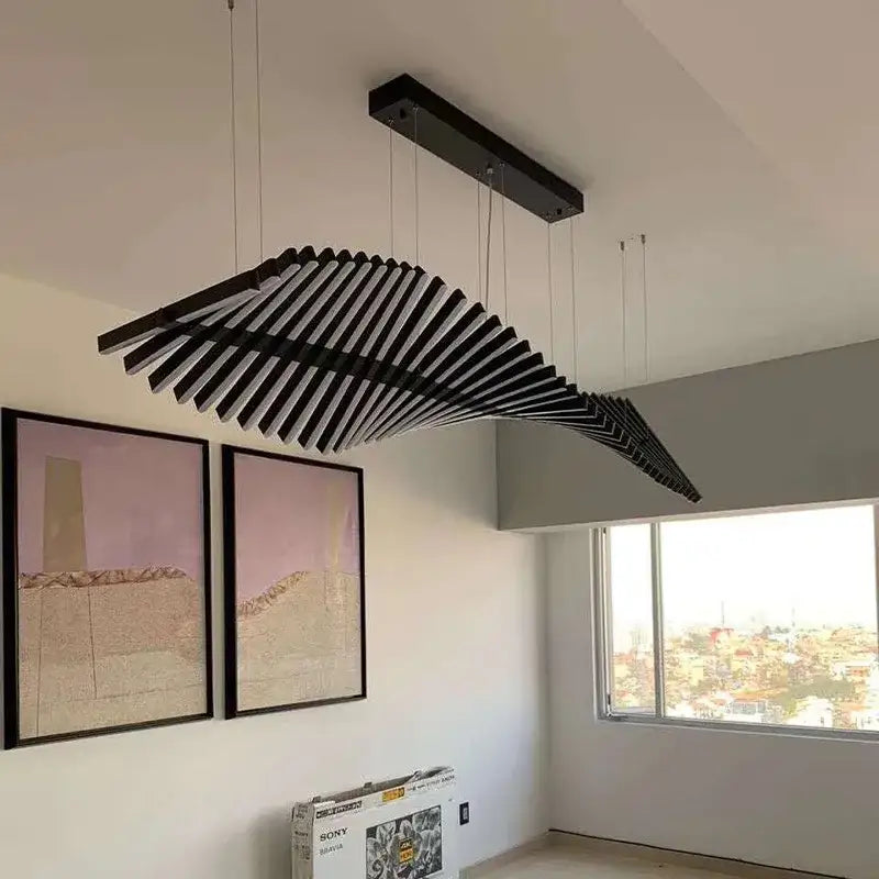 Modern gold led wave pendant chandelier for dining room