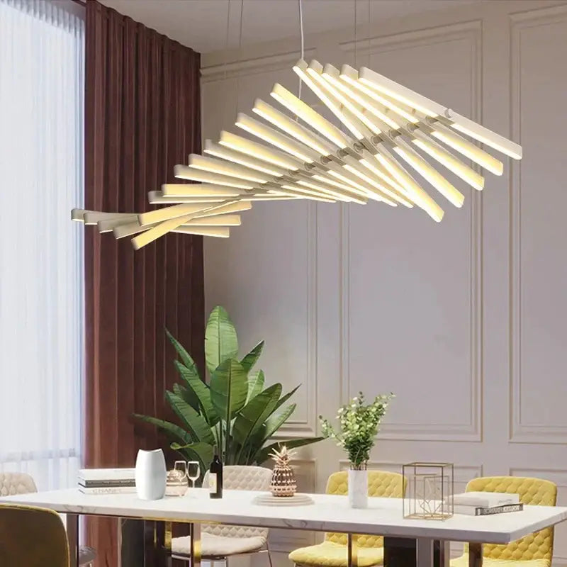 Modern gold led wave pendant chandelier for dining room