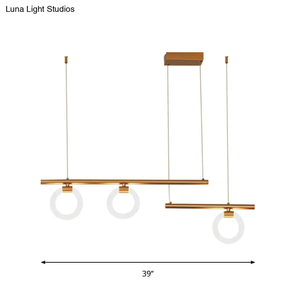 Modern gold linear chandelier lamp dining room led pendant light