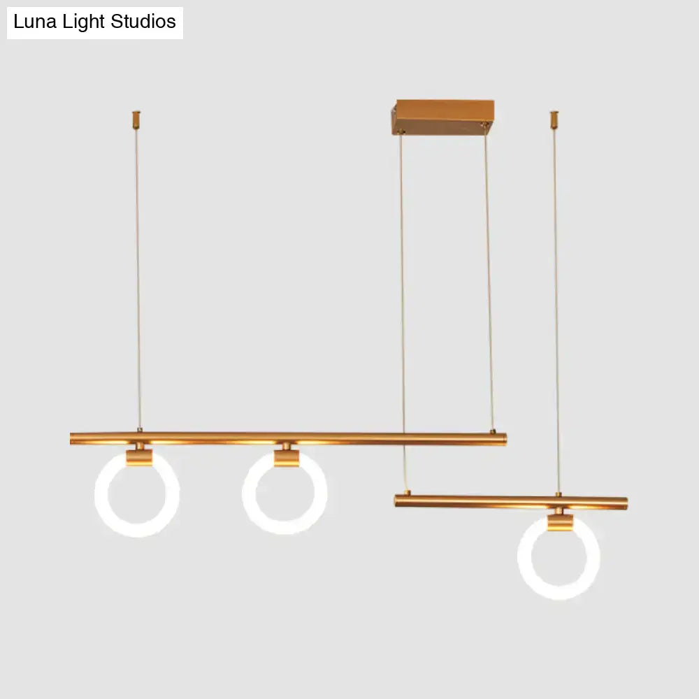 Modern gold linear chandelier lamp dining room led pendant light