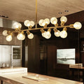 Modern gold linear island light dining room ribbing glass shade