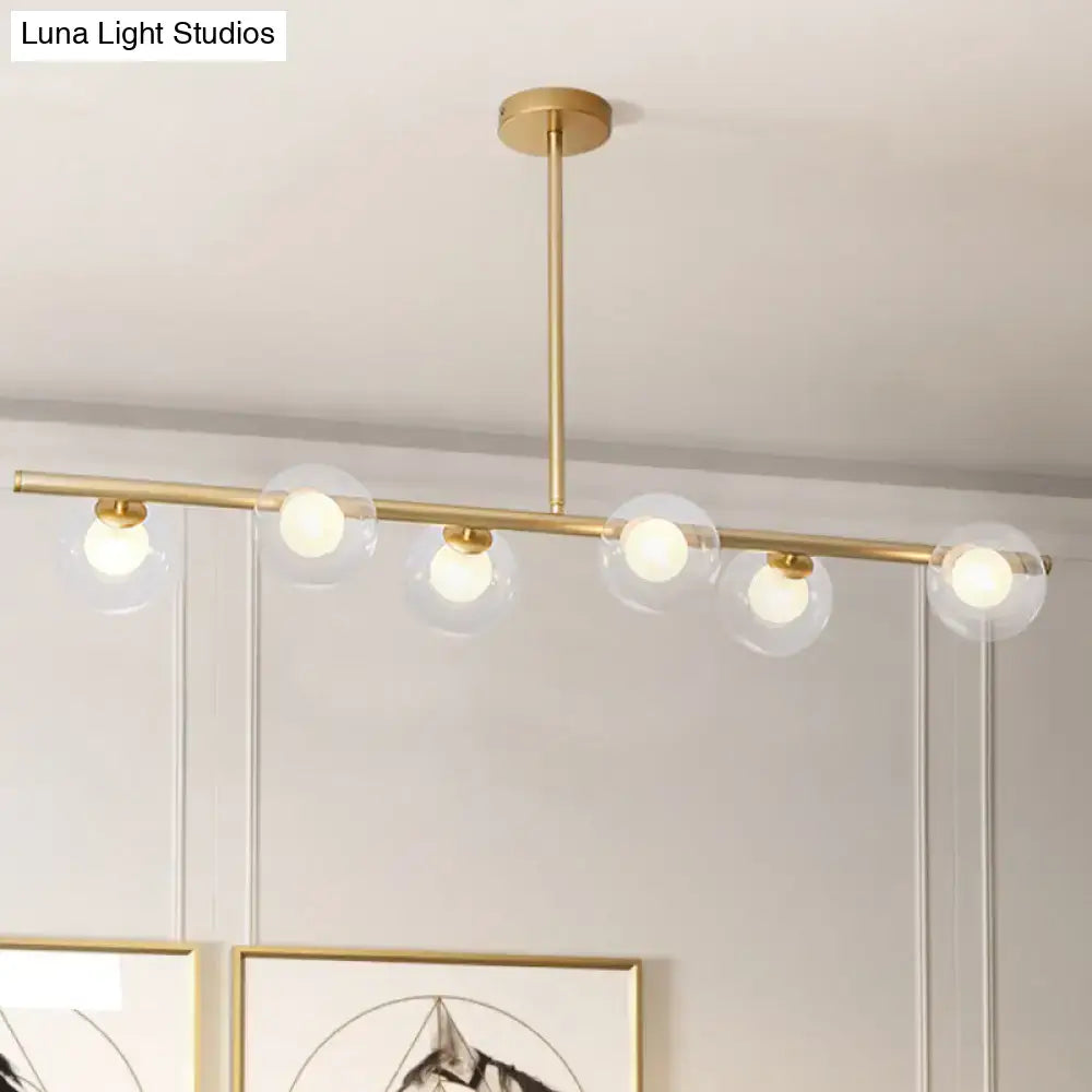 Modern gold linear island light fixture kitchen glass globe pendant