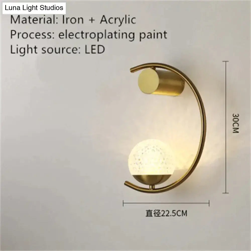Modern gold luxury creative led bedside wall lamp bedroom sconce