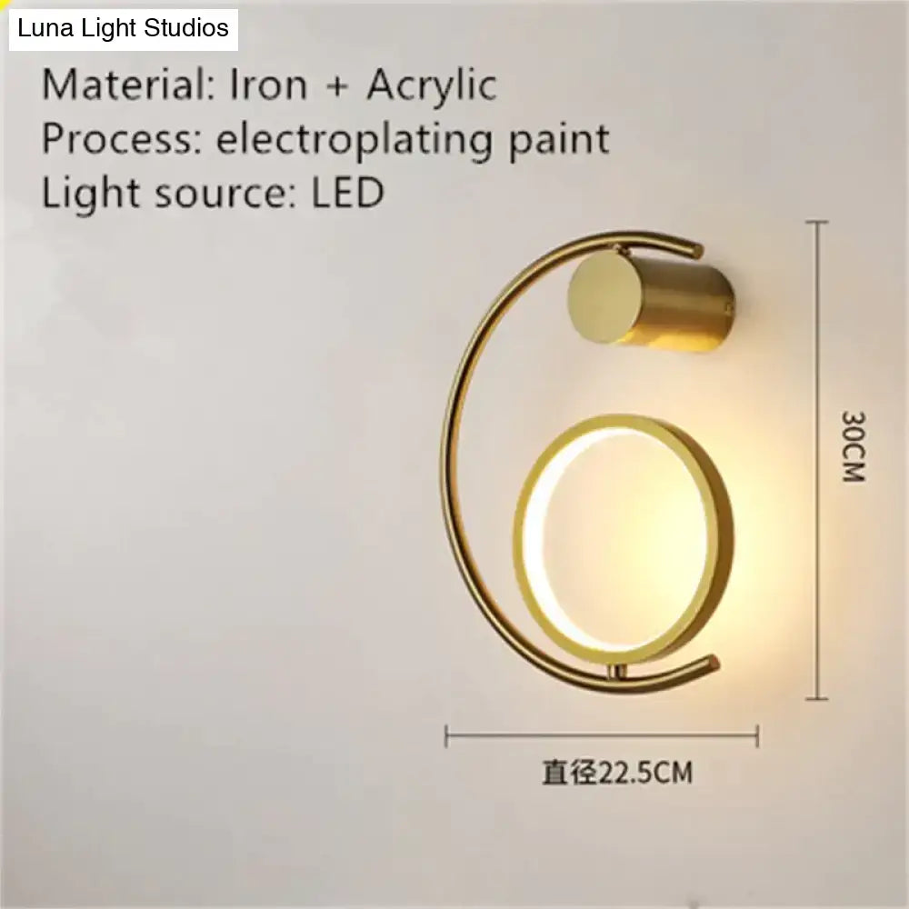 Modern gold luxury creative led bedside wall lamp bedroom sconce