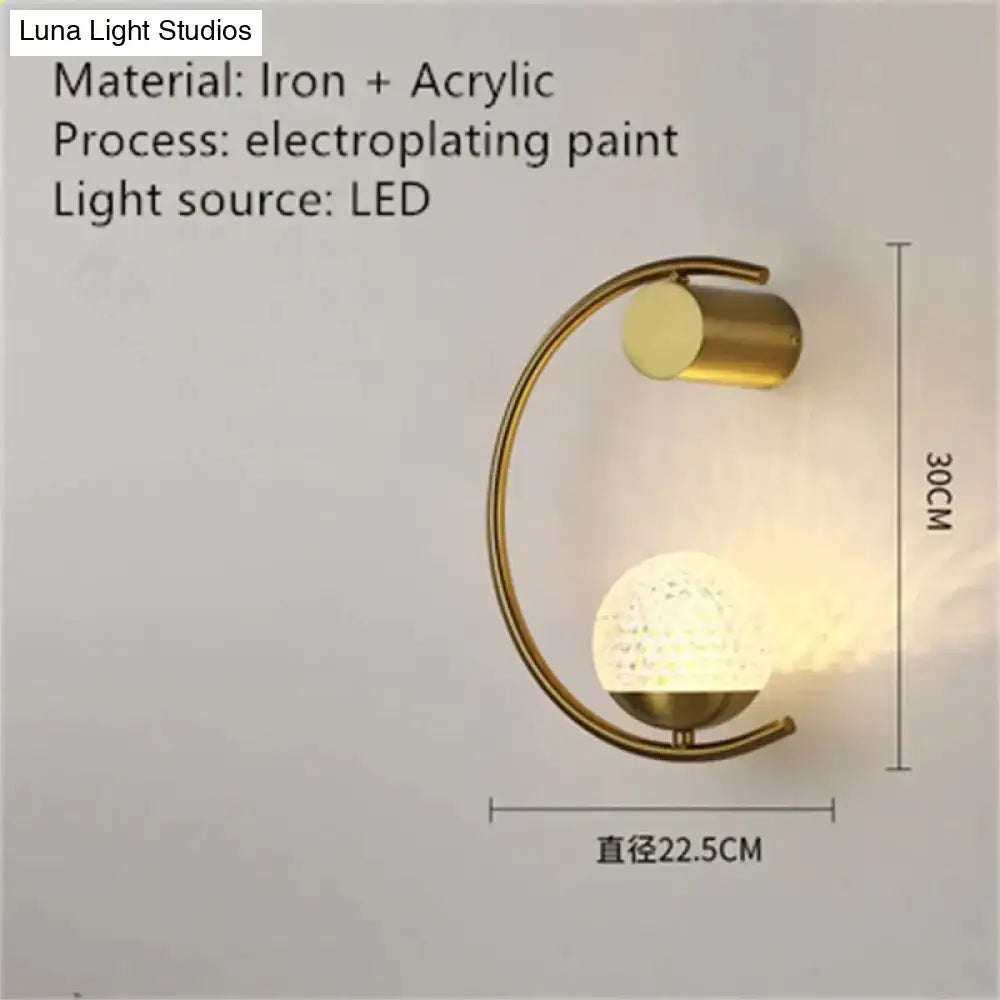 Modern gold luxury creative led bedside wall lamp bedroom sconce