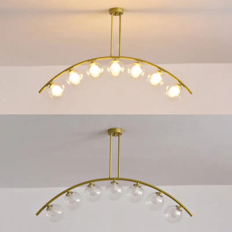 DecorBites™ Modern Gold Metal Pendant Lighting with Glass Spherical Shade - Ideal for Dining Table or Island Ceiling