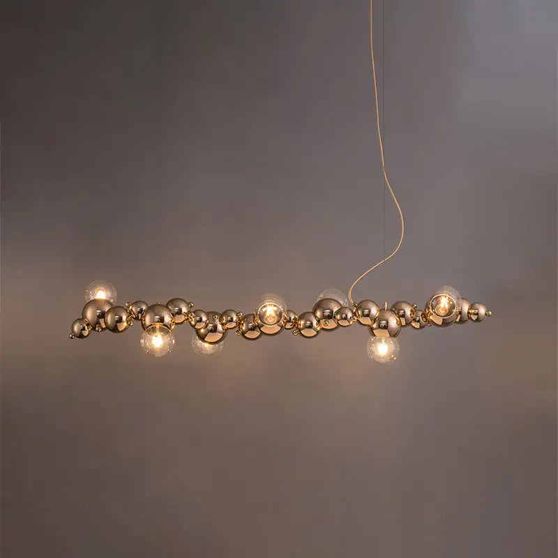 DecorBites™ Modern Gold Metal Pendant Lighting with Glass Spherical Shade - Ideal for Dining Table or Island Ceiling
