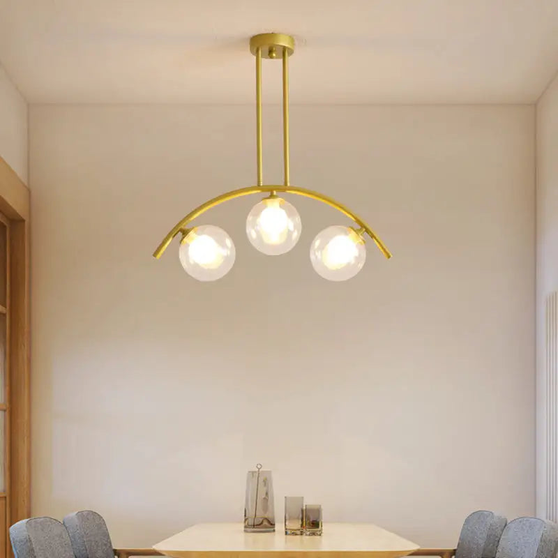 DecorBites™ Modern Gold Metal Pendant Lighting with Glass Spherical Shade - Ideal for Dining Table or Island Ceiling