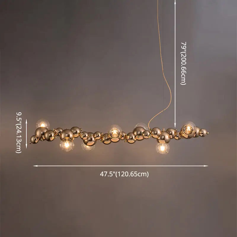 DecorBites™ Modern Gold Metal Pendant Lighting with Glass Spherical Shade - Ideal for Dining Table or Island Ceiling