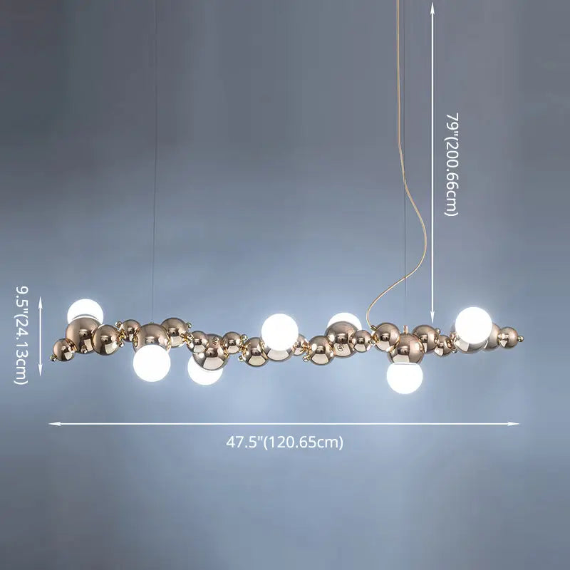 DecorBites™ Modern Gold Metal Pendant Lighting with Glass Spherical Shade - Ideal for Dining Table or Island Ceiling