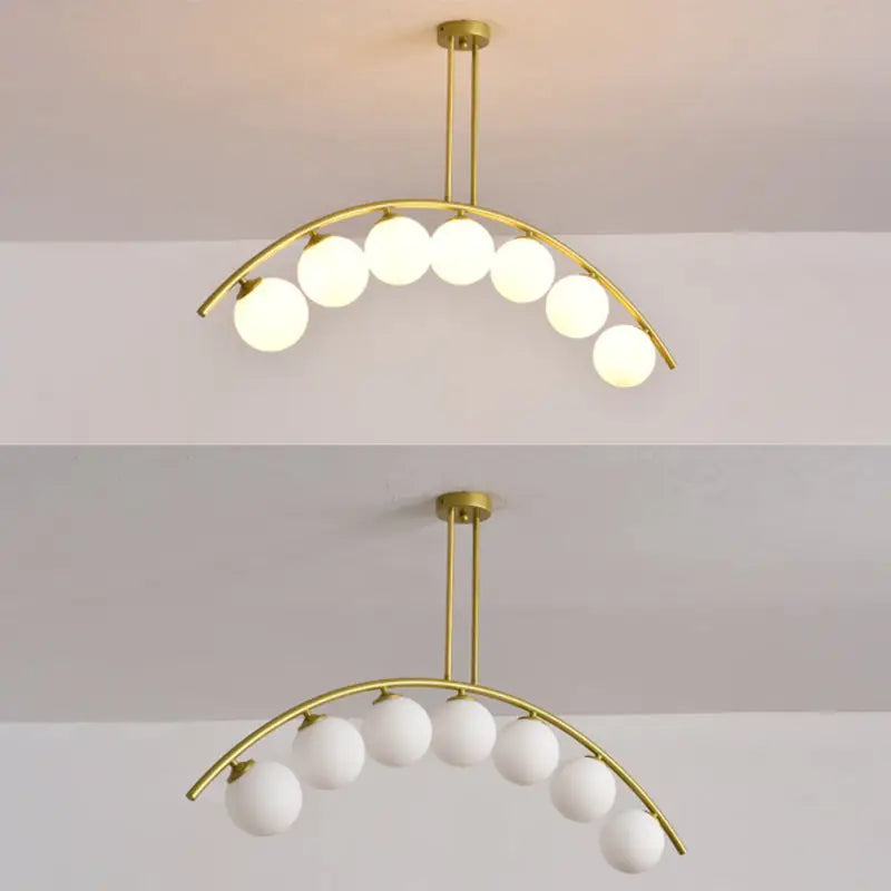 DecorBites™ Modern Gold Metal Pendant Lighting with Glass Spherical Shade - Ideal for Dining Table or Island Ceiling