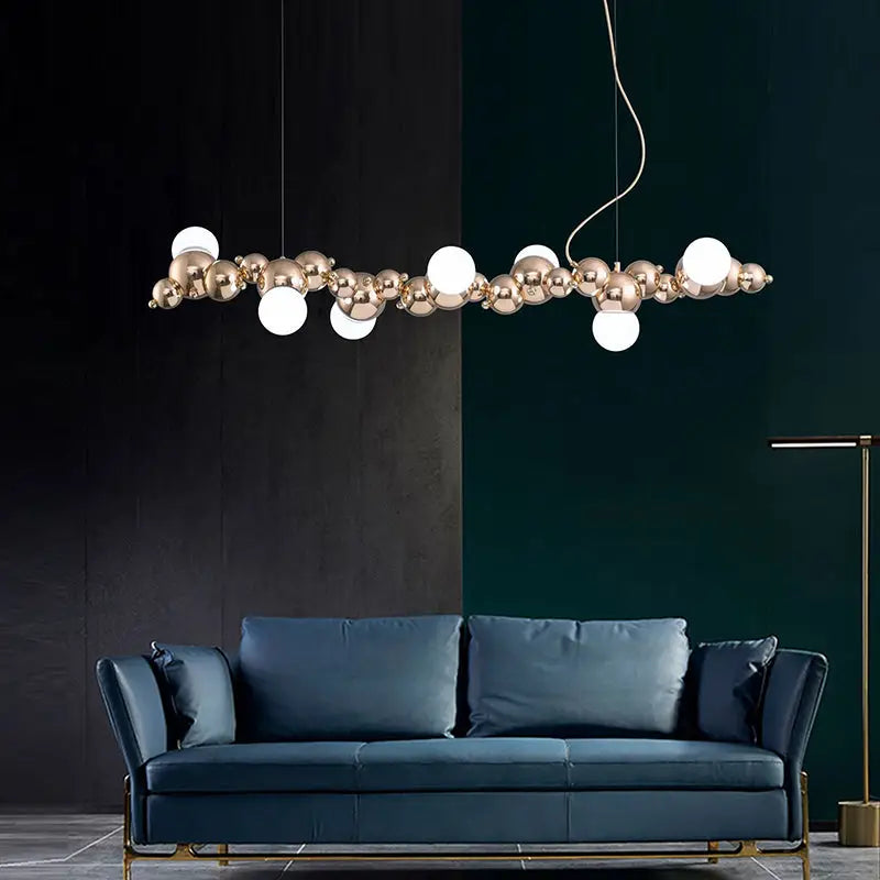 DecorBites™ Modern Gold Metal Pendant Lighting with Glass Spherical Shade - Ideal for Dining Table or Island Ceiling