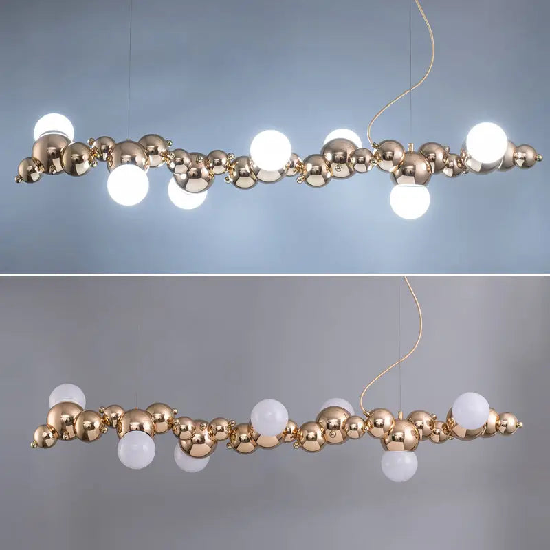 DecorBites™ Modern Gold Metal Pendant Lighting with Glass Spherical Shade - Ideal for Dining Table or Island Ceiling