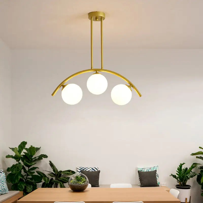 DecorBites™ Modern Gold Metal Pendant Lighting with Glass Spherical Shade - Ideal for Dining Table or Island Ceiling