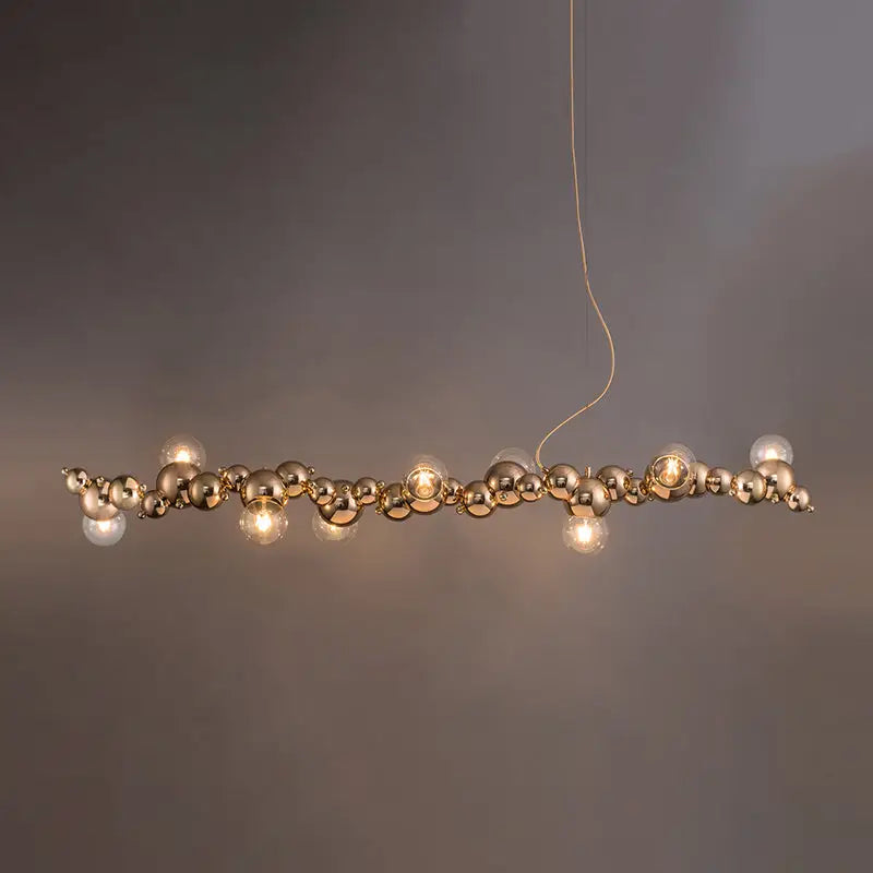 DecorBites™ Modern Gold Metal Pendant Lighting with Glass Spherical Shade - Ideal for Dining Table or Island Ceiling