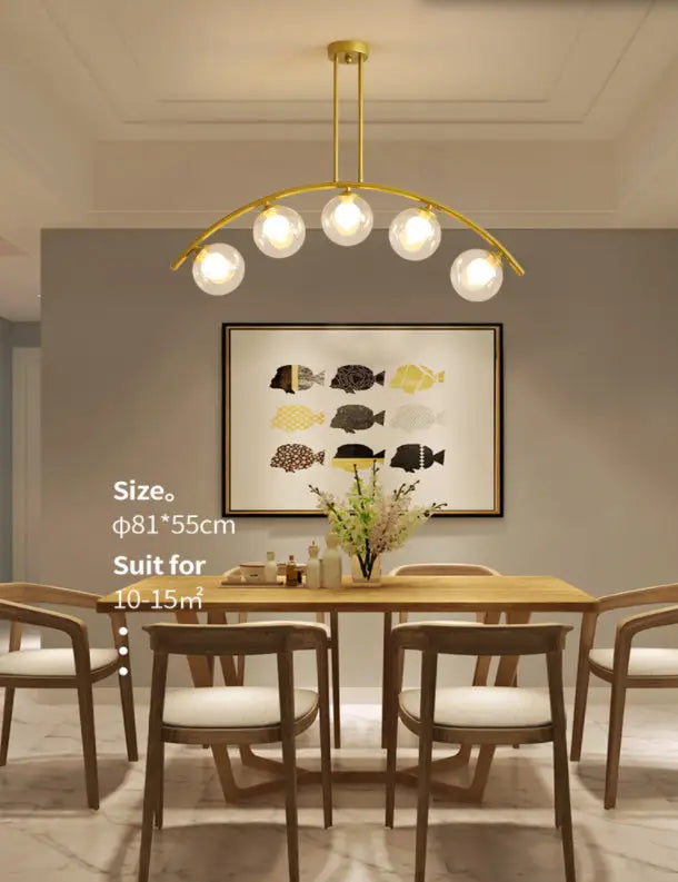 DecorBites™ Modern Gold Metal Pendant Lighting with Glass Spherical Shade - Ideal for Dining Table or Island Ceiling