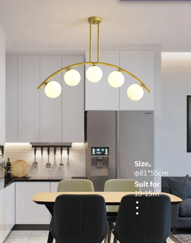 DecorBites™ Modern Gold Metal Pendant Lighting with Glass Spherical Shade - Ideal for Dining Table or Island Ceiling